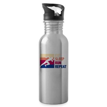 Lustiges Laufen Läufer Lauf Geschenk - Trinkflasche mit integriertem Trinkhalm - Lightsilver - Rechts