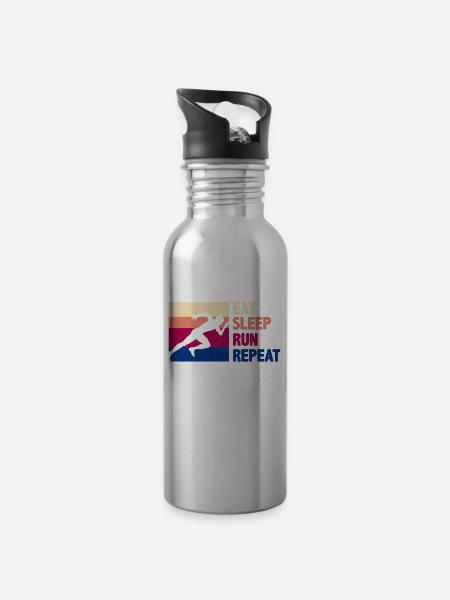 Lustiges Laufen Läufer Lauf Geschenk - Trinkflasche mit integriertem Trinkhalm - Lightsilver