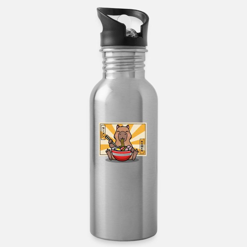 Capybara - Trinkflasche mit integriertem Trinkhalm - Lightsilver