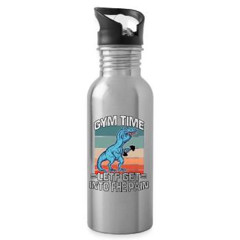 T-Rex Sprachfehler Athlet Fitness Bodybuilding - Trinkflasche mit integriertem Trinkhalm - Lightsilver - Rechts