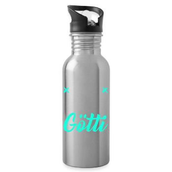 Gotti Götti Schweiz Geschenk zu Weihnachten - Trinkflasche mit integriertem Trinkhalm - Lightsilver - Rechts