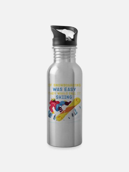 Snowboarding Snowboard If - Water bottle with straw - silver