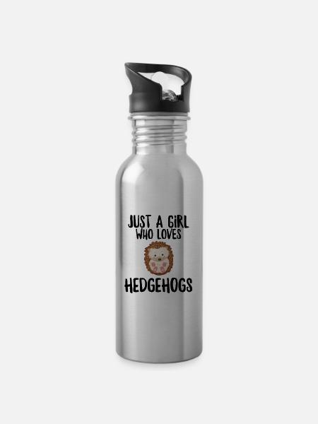 Just a Girl Who Loves Hedgehogs - Water bottle with straw - silver