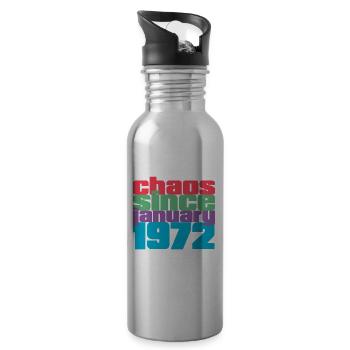 January 1972 50th Birthday Chaos since 1972 - Water bottle with straw - silver - Right