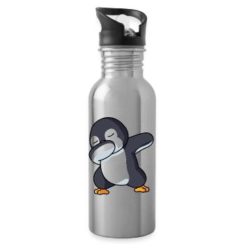 Dabbing Pinguin Pinguin Dab Pinguin Kostüm Jungen - Trinkflasche mit integriertem Trinkhalm - Lightsilver - Rechts