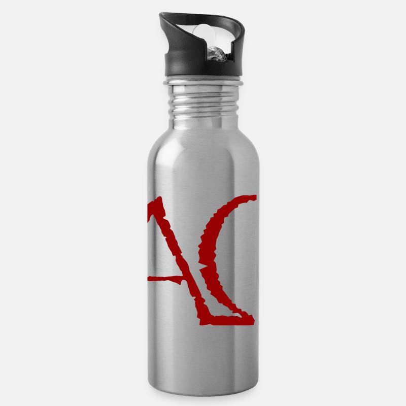 Alpha-Omega - Water bottle with straw - silver