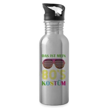80er Jahre Party Kostüm Retro Geschenk Vintage - Trinkflasche mit integriertem Trinkhalm - Lightsilver - Rechts
