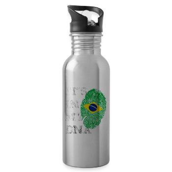 Es Ist In Meiner DNA Brasilien Brasilianische Wurz - Trinkflasche mit integriertem Trinkhalm - Lightsilver - Rechts
