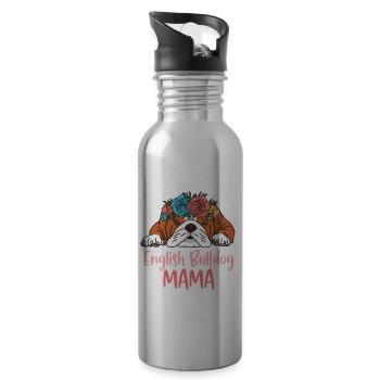 BULLDOG ANGLAIS MAMA - Gourde avec paille intégrée - argent clair - Droite