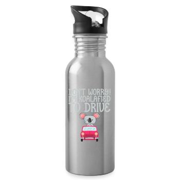 Don't Worry! I'm Koalafied To Drive 4 - Water bottle with straw - silver - Right