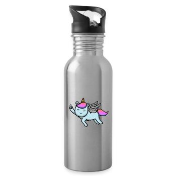 Ich bin nur zum pöbeln hier - Trinkflasche mit integriertem Trinkhalm - Lightsilver - Rechts