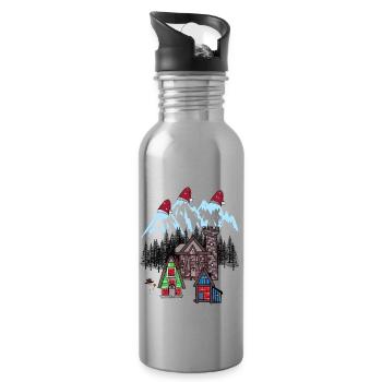 Xmas Winter Tirol Österreich Gebirge Berg Nikolaus - Trinkflasche mit integriertem Trinkhalm - Lightsilver - Rechts