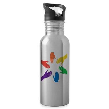 Rainbow - Water bottle with straw - silver - Right