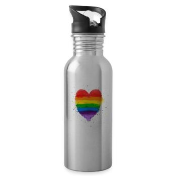 Rainbow - Water bottle with straw - silver - Right