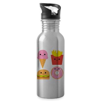 Fun food Cute food - Water bottle with straw - silver - Right