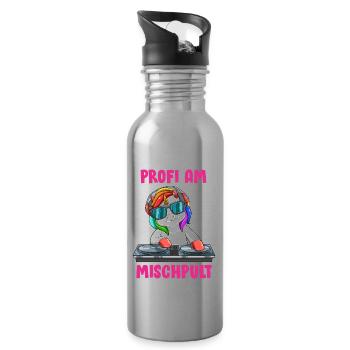 Süßes Einhorn DJ - Mädchen Frauen Festival Techno - Trinkflasche mit integriertem Trinkhalm - Lightsilver - Rechts