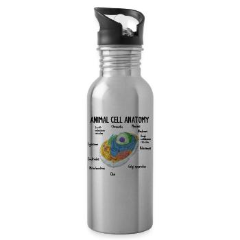 Anatomy Of Animal Cell Biology Biologist Science - Water bottle with straw - silver - Right