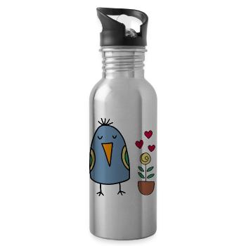 Frühling - Trinkflasche mit integriertem Trinkhalm - Lightsilver - Rechts