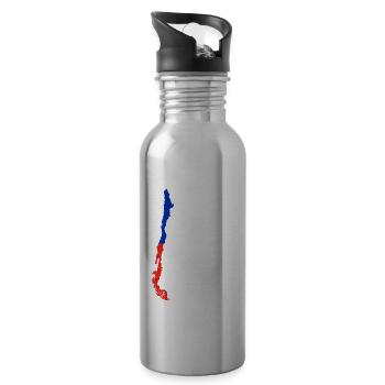 Chile Karte Umriss Chilenische Flagge Chile Reise - Trinkflasche mit integriertem Trinkhalm - Lightsilver - Rechts