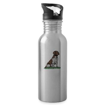Großer Münsterländer I Vorstehhund Jagdhund Motiv - Water bottle with straw - silver - Right