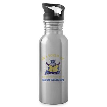 Book Dragon Design Librarian Book Lovers - Trinkflasche mit integriertem Trinkhalm - Lightsilver - Rechts