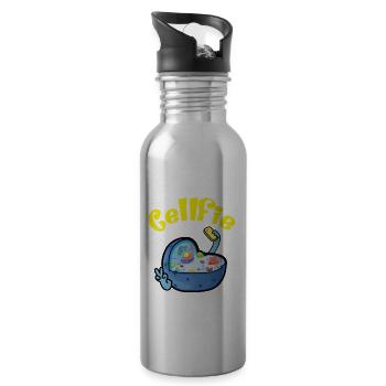 Cellfie Zelle Biologie Witz Selfie Biologen - Trinkflasche mit integriertem Trinkhalm - Lightsilver - Rechts