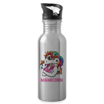 Mamacorn Mutter Tochter Zwillinge Einhörner - Trinkflasche mit integriertem Trinkhalm - Lightsilver - Rechts