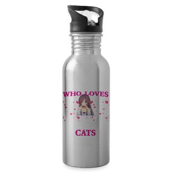 Just A Girl Who Loves And Cats - Trinkflasche mit integriertem Trinkhalm - Lightsilver - Rechts