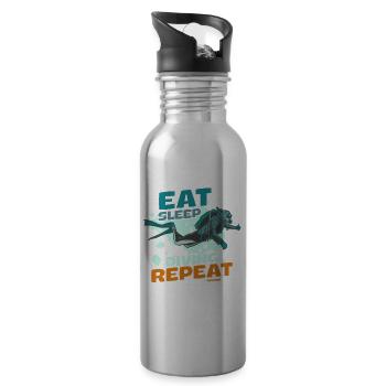 Eat Sleep Diving Repeat - Water bottle with straw - silver - Right