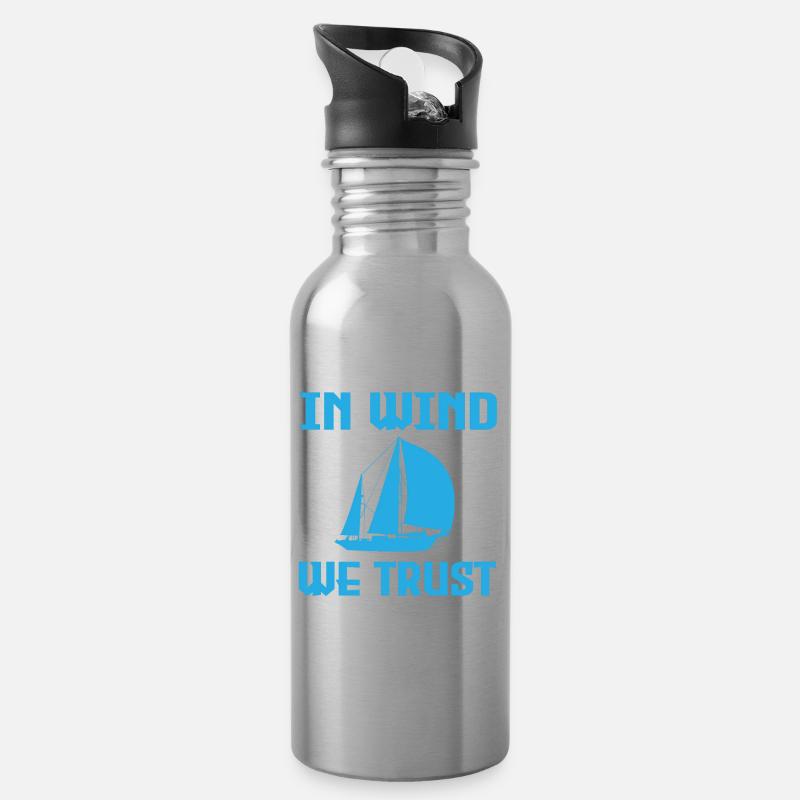 Segeln - Trinkflasche mit integriertem Trinkhalm - Lightsilver