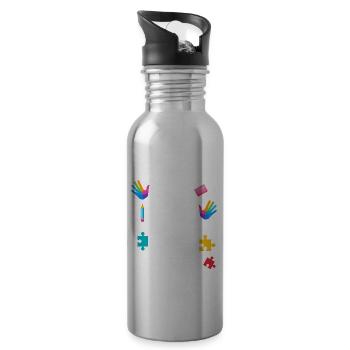 Ergotherapie Ergotherapeutin Ergotherapeut - Trinkflasche mit integriertem Trinkhalm - Lightsilver - Rechts