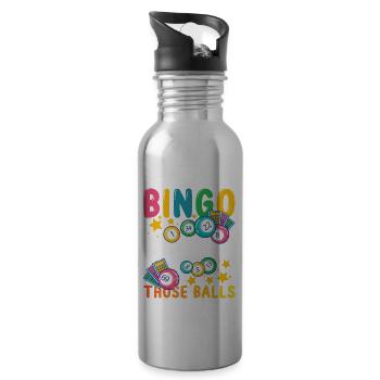 Bingo Shake Those Balls für einen Bingo Spieler - Trinkflasche mit integriertem Trinkhalm - Lightsilver - Rechts