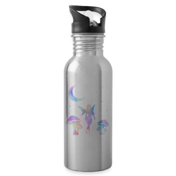 Fée Magique Elfe Conte de Fées Dames Fille Cadeau - Gourde avec paille intégrée - argent clair - Droite