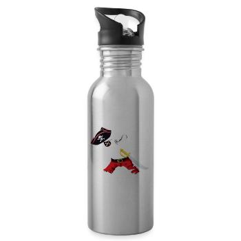 Skeleton Pirate Cadeau Dabbing Drôle Halloween - Gourde avec paille intégrée - argent clair - Droite