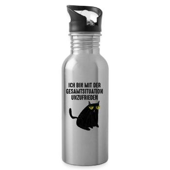 Ich Bin Mit Der Gesamtsituation Unzufrieden Katze - Trinkflasche mit integriertem Trinkhalm - Lightsilver - Rechts