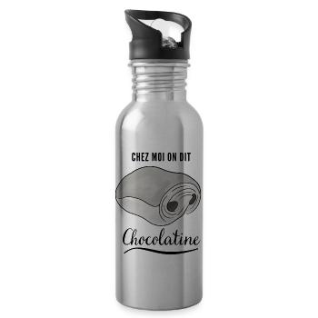 Chez moi on dit chocolatine - Gourde avec paille intégrée - argent clair - Droite