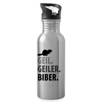 Biber - Trinkflasche mit integriertem Trinkhalm - Lightsilver - Rechts