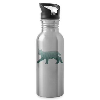 Luchs Rotluchs Wald Natur Landschaft Geschenk - Trinkflasche mit integriertem Trinkhalm - Lightsilver - Rechts