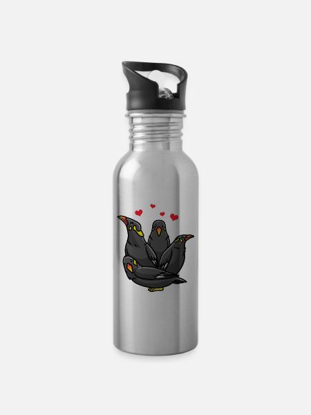 Beo Vogel Mynah Vogelliebhaber - Trinkflasche mit integriertem Trinkhalm - Lightsilver