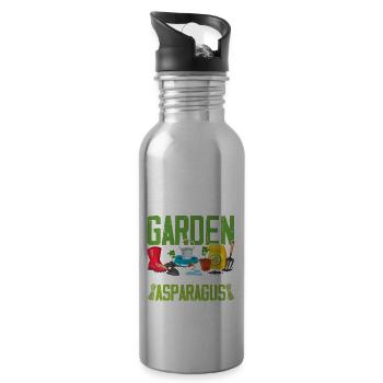 Garten Gartenarbeit Gemüse Veganer Spargel - Trinkflasche mit integriertem Trinkhalm - Lightsilver - Rechts