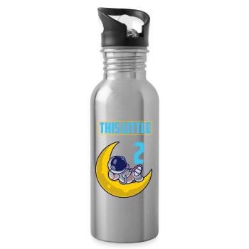 2nd Birthday Boys 2 Years Astronaut Birthday - Water bottle with straw - silver - Right