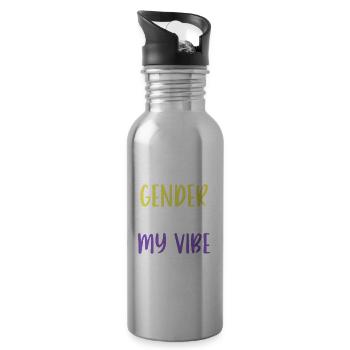 Funny Nonbinary Genderqueer Pride - Gender Kills - Trinkflasche mit integriertem Trinkhalm - Lightsilver - Rechts