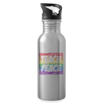 Teach Peace Educator Schwuler Lesbischer - Trinkflasche mit integriertem Trinkhalm - Lightsilver - Rechts