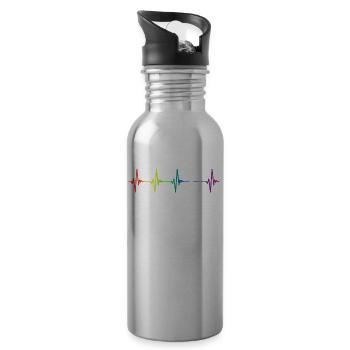 Painting Rainbow Heartbeat - Trinkflasche mit integriertem Trinkhalm - Lightsilver - Rechts