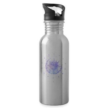 Spirituelle magische Sonne okkultes Magie Symbol - Trinkflasche mit integriertem Trinkhalm - Lightsilver - Rechts