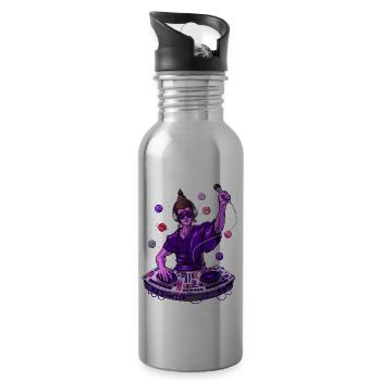 Buddha Psychedelische Musik DJ - Trinkflasche mit integriertem Trinkhalm - Lightsilver - Rechts