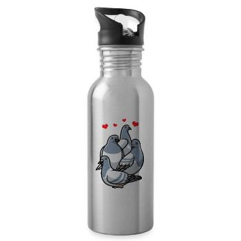 Taube Taubenzucht Taubenzüchter - Trinkflasche mit integriertem Trinkhalm - Lightsilver - Rechts