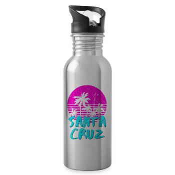 Santa Cruz California Vintage Retro Coucher de soleil - Gourde avec paille intégrée - argent clair - Droite