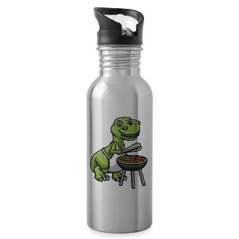 Griller Dinosaur T-Rex Grill BBQ - Water bottle with straw - silver - Right