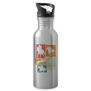 Equestrianism Equestrian Horse Riding Silhouettes - Trinkflasche mit integriertem Trinkhalm - Lightsilver - Rechts